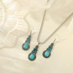 Vintage-Style Turquoise Teardrop Necklace and Earrings Set