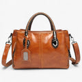 Classic Oil-Treated Leather Bag with Braided Handles