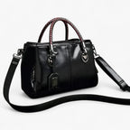 Classic Oil-Treated Leather Bag with Braided Handles