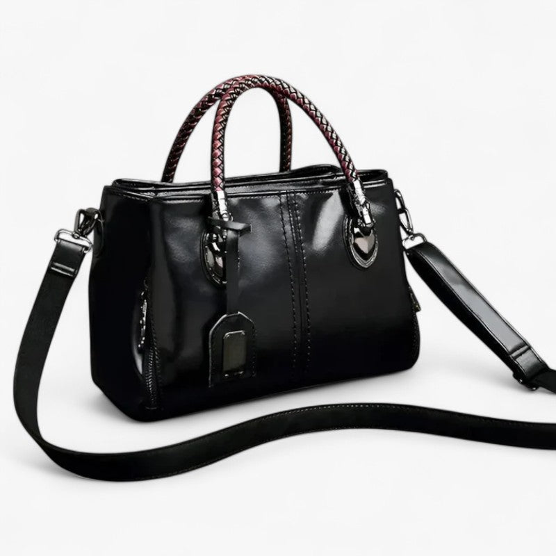 Classic Oil-Treated Leather Bag with Braided Handles