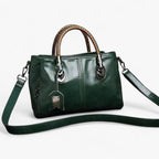 Classic Oil-Treated Leather Bag with Braided Handles