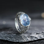 Sterling zilveren ring met aquamarijnlook in vintagestijl