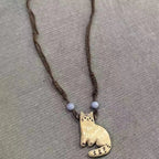 Vintage Cat and Star Pendant Necklace