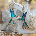 Kolibrie-oorbellen met blauw email