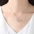 Sterling Silver Cat, Moon and Star Necklace