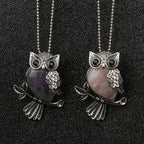 Crystal Owl Pendant Necklace in Many Stones