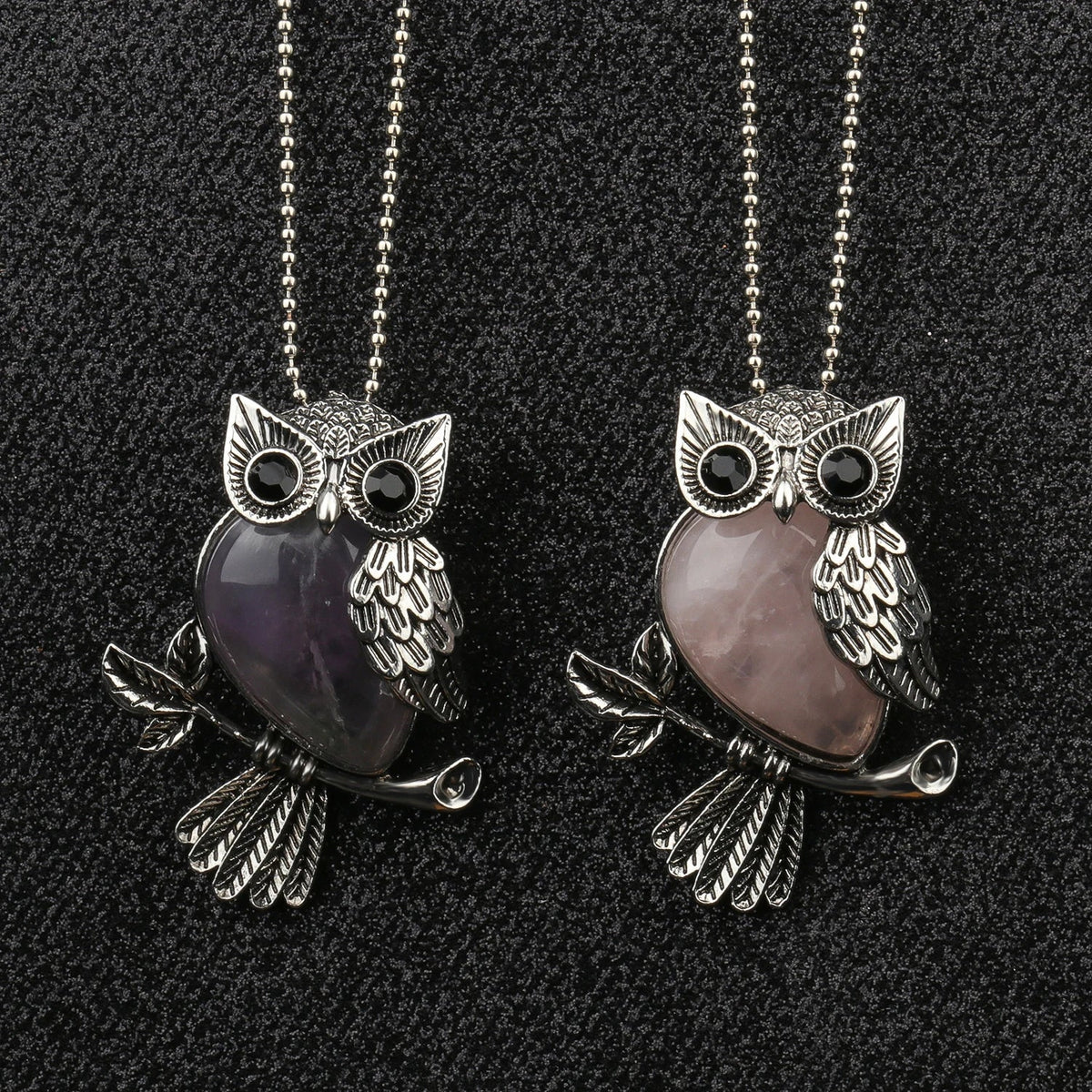 Crystal Owl Pendant Necklace in Many Stones
