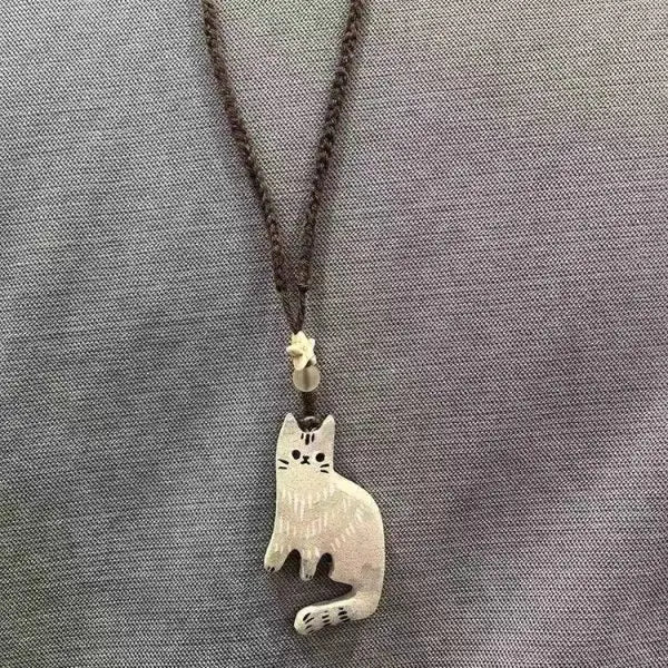 Vintage Cat and Star Pendant Necklace
