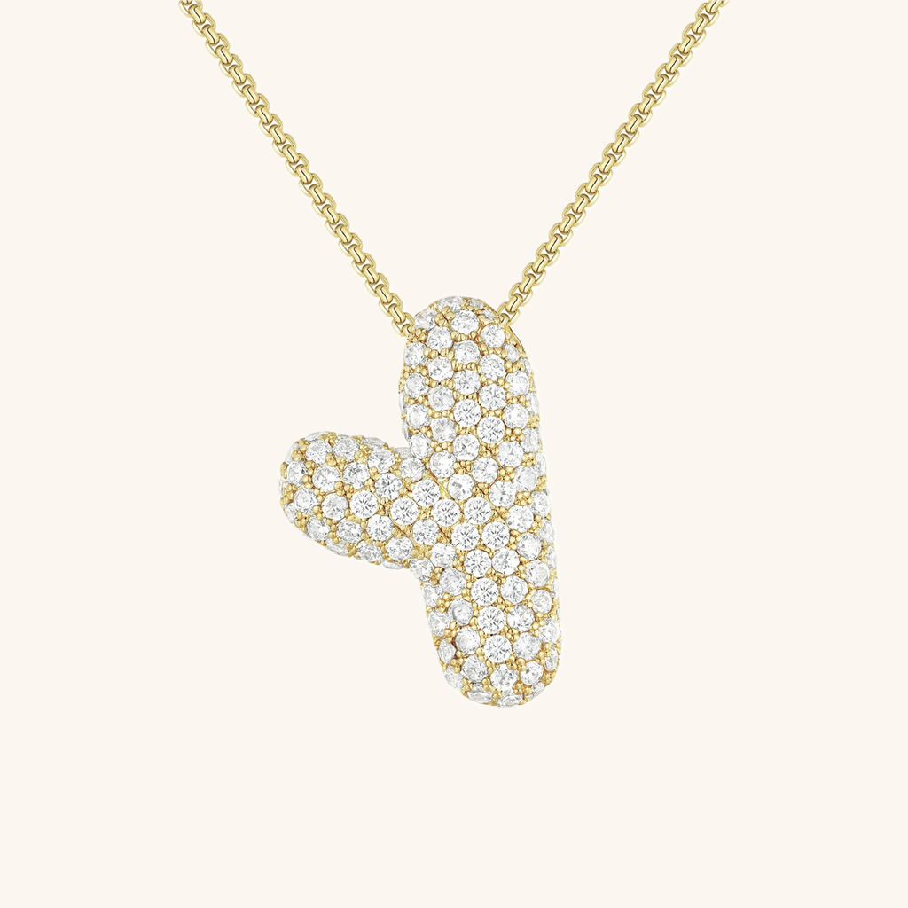 Pavé Bubble Initial Necklace