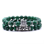 Natural Stone Bead Bracelet with Owl Charm