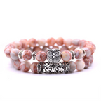 Natural Stone Bead Bracelet with Owl Charm