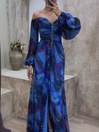 Off Shoulder Pleated Maxi Dress with Diamante Embellishment