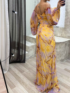 Off Shoulder Pleated Maxi Dress with Diamante Embellishment