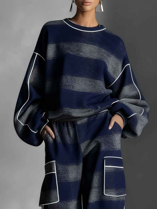 Tweedelige set met geruite colour-block sweater en broek
