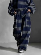 Checked Colour-Block Sweatshirt and Trousers Two-Piece Set
