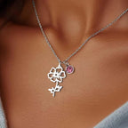Personalised Birthstone and Birth Flower Necklace