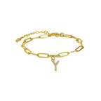 Dainty Paperclip Chain Initial Letter Bracelet