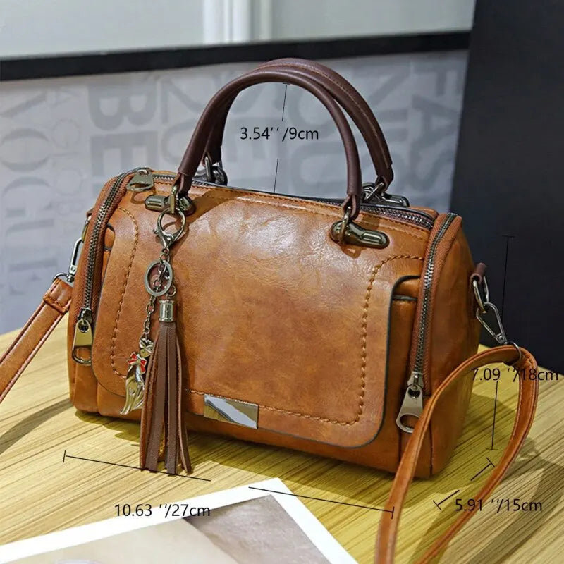 Women's Large Fringe Tassel Solid-Colour Shoulder Bag