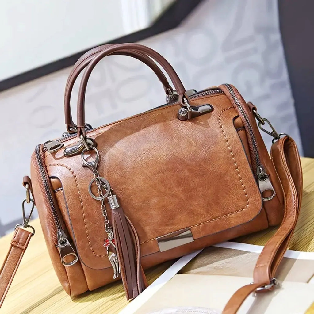 Women's Large Fringe Tassel Solid-Colour Shoulder Bag