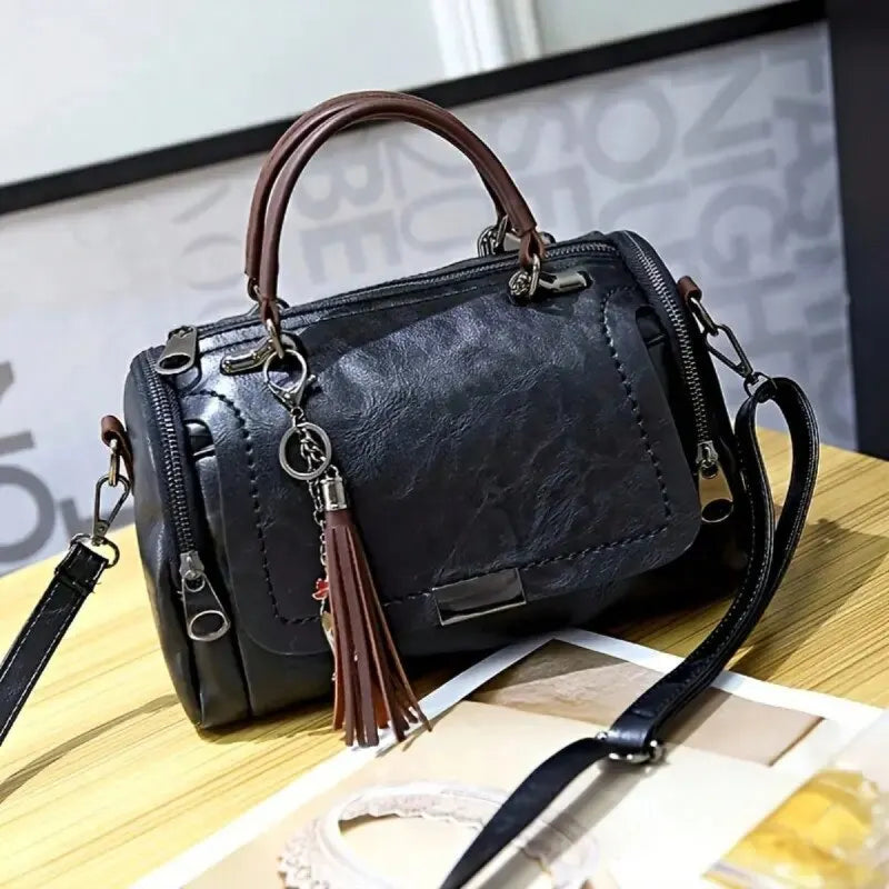 Women's Large Fringe Tassel Solid-Colour Shoulder Bag