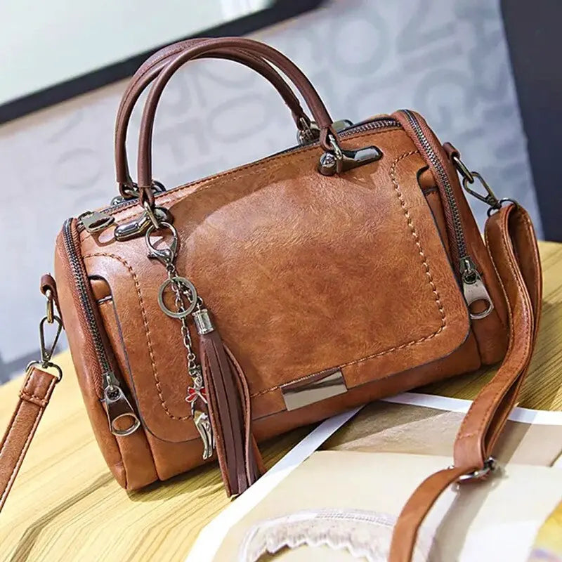 Women's Large Fringe Tassel Solid-Colour Shoulder Bag
