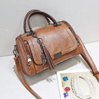 Women's Large Fringe Tassel Solid-Colour Shoulder Bag