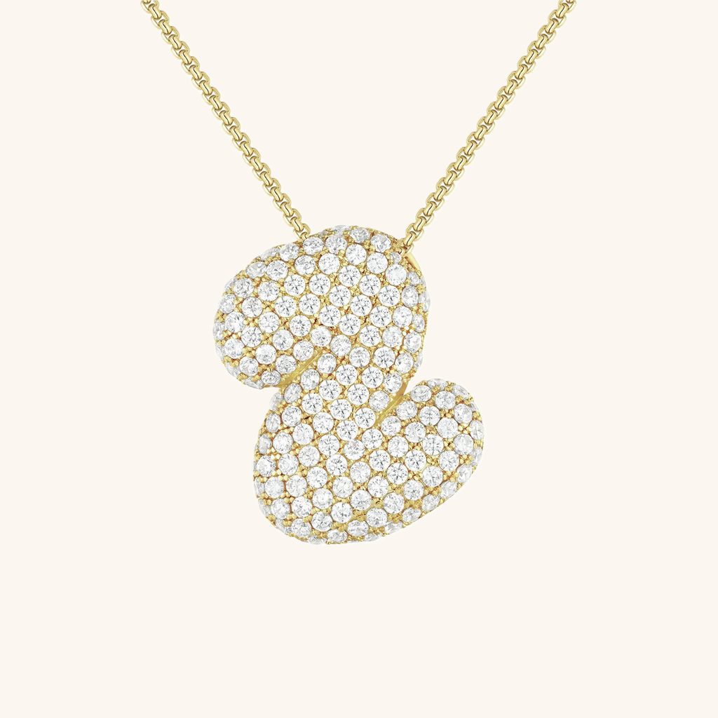 Pavé Bubble Initial Necklace