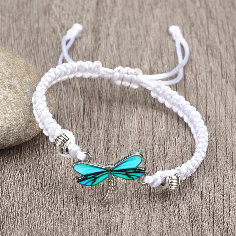 Handwoven Dragonfly Charm Bracelet