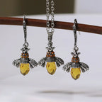 Vintage-Style Bee Necklace and Earrings Set