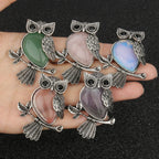 Crystal Owl Pendant Necklace in Many Stones