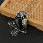 Crystal Owl Pendant Necklace in Many Stones