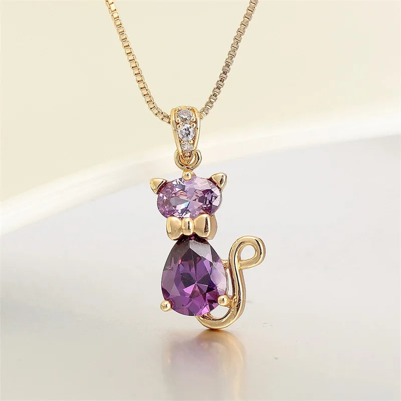 Ketting met kristallen kattenhanger