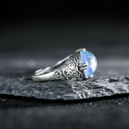 Sterling zilveren ring met aquamarijnlook in vintagestijl