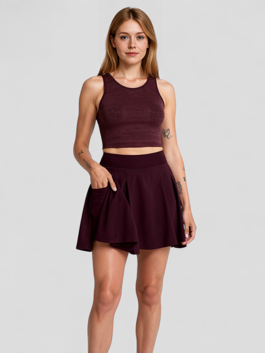 Geplooide zomerrok met elastische taille en binnenbroekje