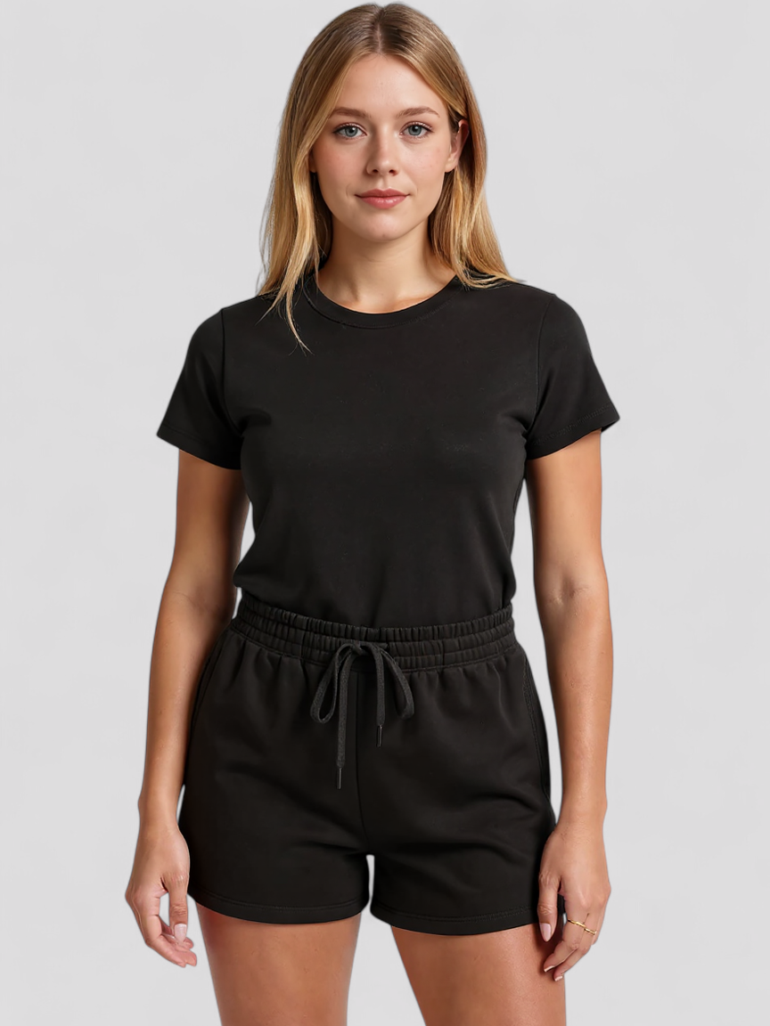 Zachte sweatshort met koordtaille en zakken opzij