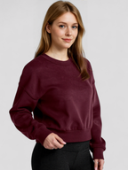Brushed Fleece Sweatshirt with Crew Neck and Drop Shoulders