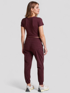 Joggingbroek van geborstelde fleece met koordtaille en toelopende pijp