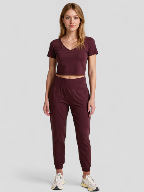 Brushed Fleece Joggers with Drawstring Waist and Tapered Leg