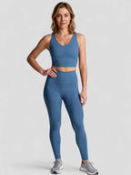 Cropped tanktop met V-hals en ingebouwde bralette