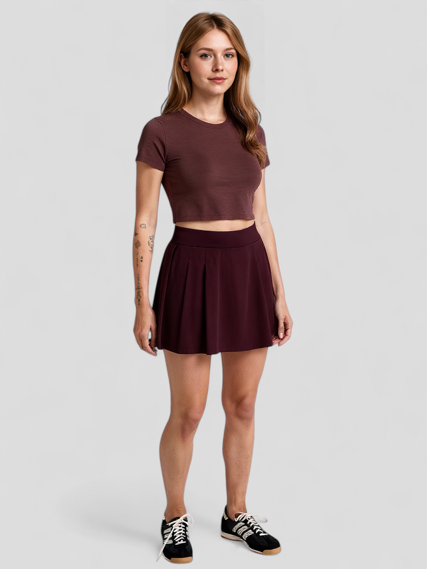 Geplooide zomerrok met elastische taille en binnenbroekje