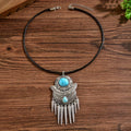 Bohemian Spike Tassel Turquoise Pendant Necklace