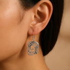 Vintage-Style Silver-Tone Square Spiral Earrings
