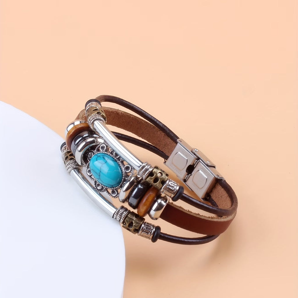 Vintage-Style Turquoise Buckle Bracelet