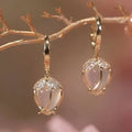 Vintage-Style White Tulip Zirconia Leverback Earrings