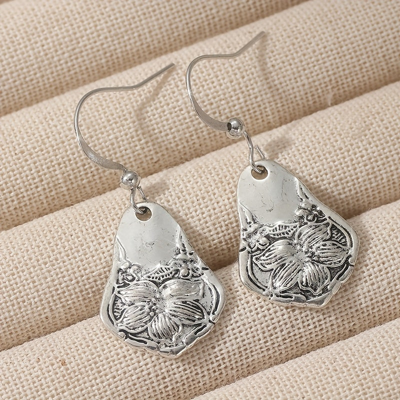 Antique-Style Silver-Tone Spoon Dangle Earrings