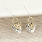 Vintage Two-Tone Heart Pendant Earrings