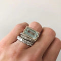 Vintage-Style Silver-Tone Turquoise Glass Ring Set