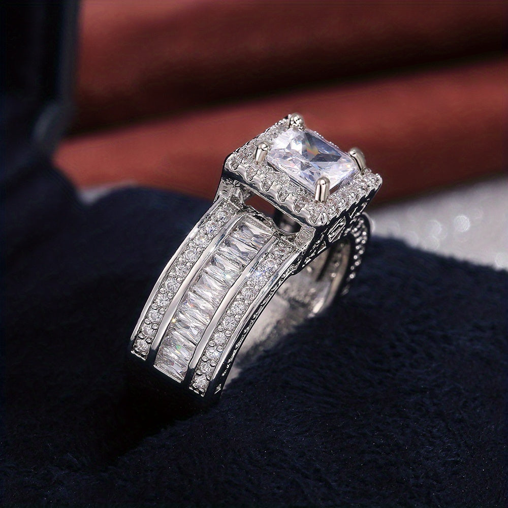 Square Zirconia Ring with Radiant Cut