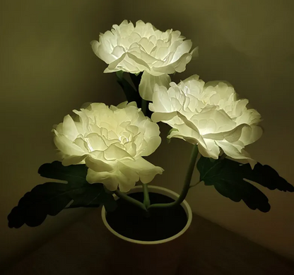 Artificial Peony Flower Table Lamp – Ambient LED Light, Bedside Decor