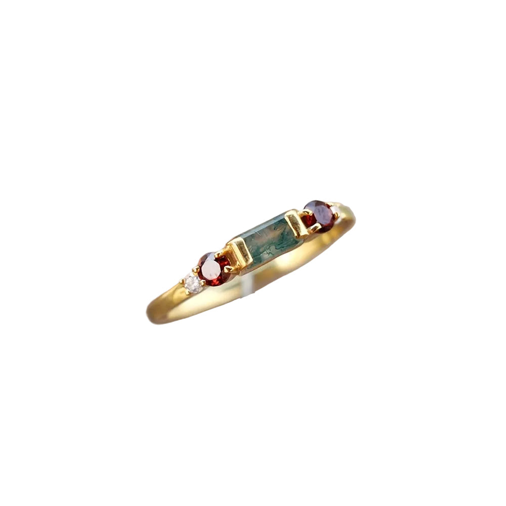 Vintage-Style Minimalist Glass Stone Gold-Plated Ring